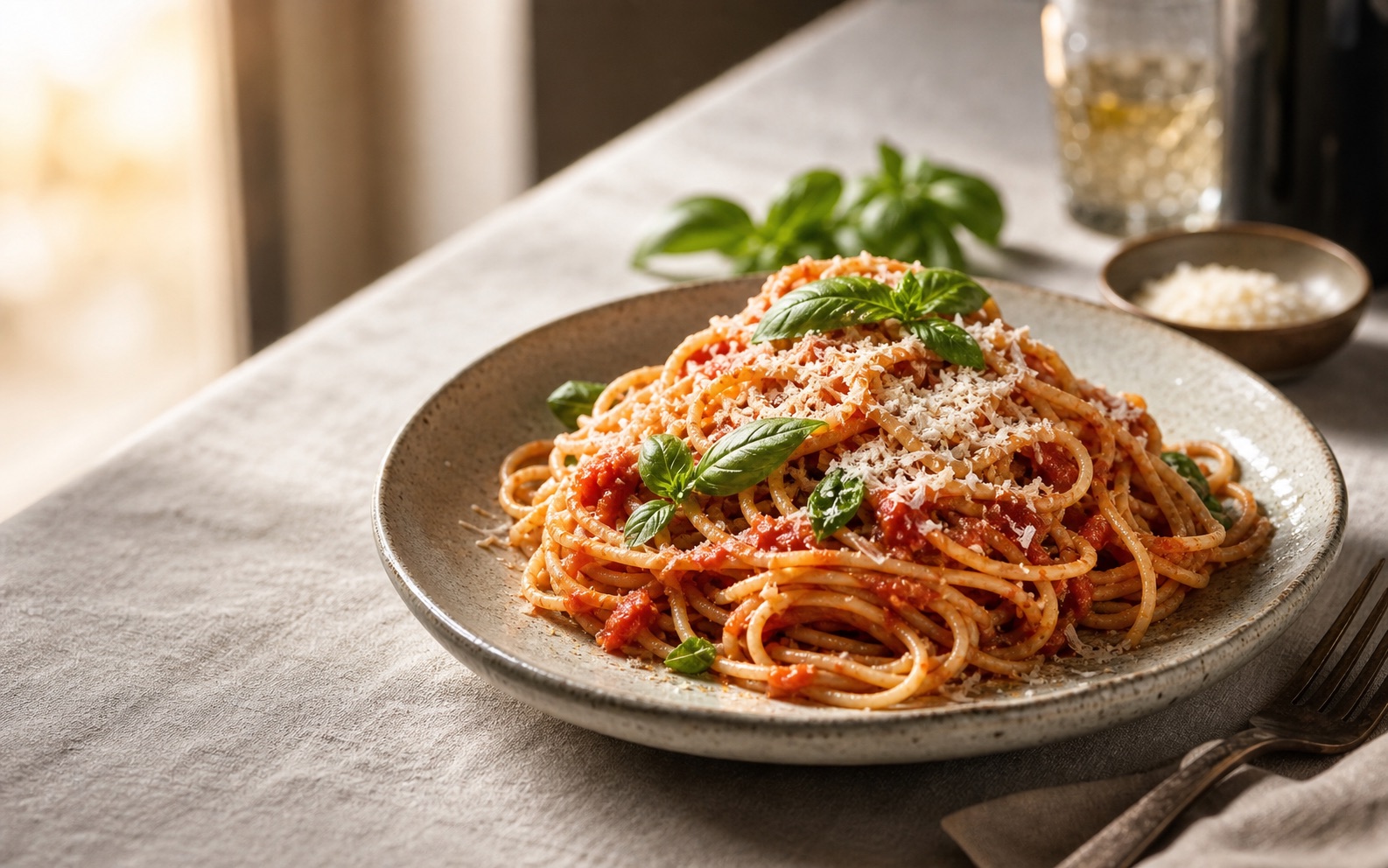 Comparison showing a generic centered pasta crop versus a banner-ready pasta image with wider composition and sharper detail. overlay