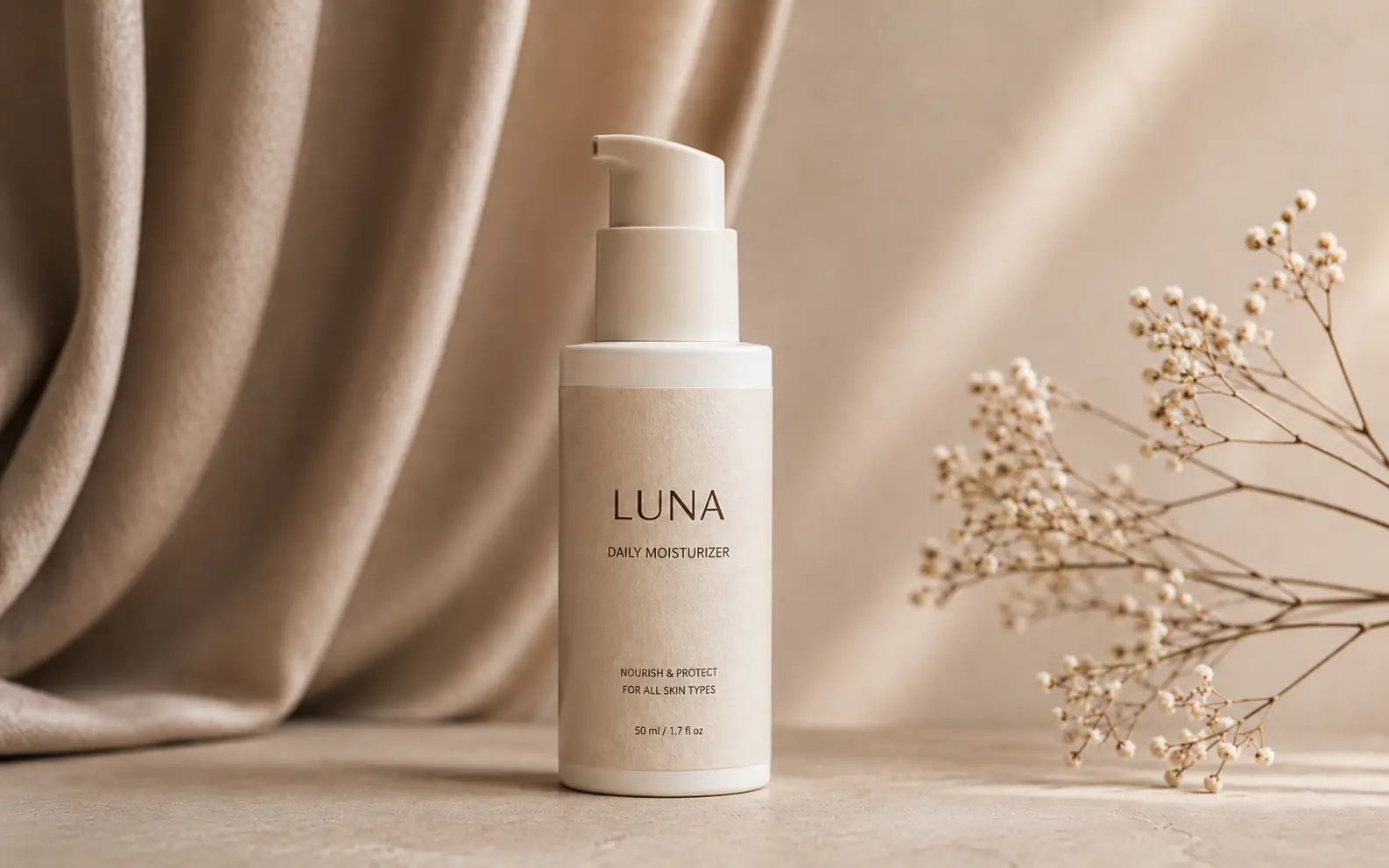 Before-and-after comparison of a moisturizer product photo sharpened for clearer label text and bottle edges. overlay