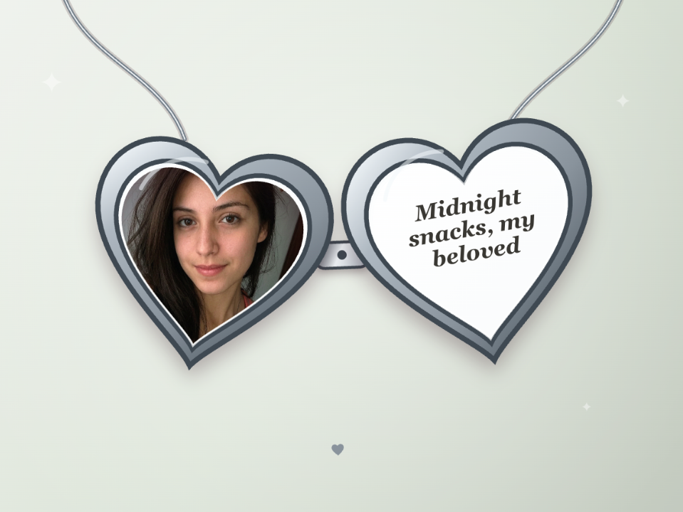 Silver open-heart-locket meme with a portrait on the left and a My Beloved caption on the right.
