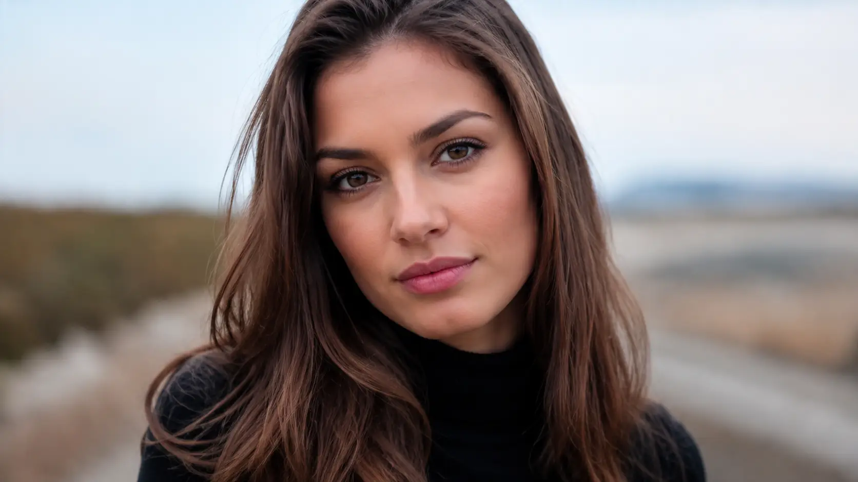 Before-and-after slider for a blurred outdoor portrait restored for clearer facial detail. overlay