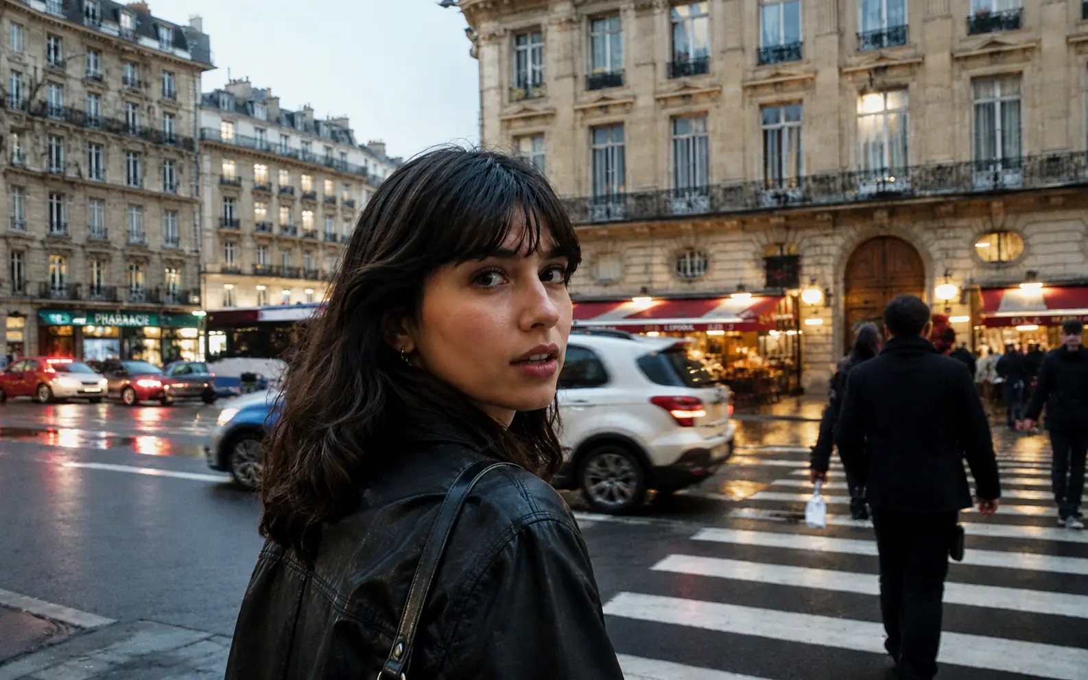 Before-and-after comparison of a handheld street portrait restored for clearer facial detail and edges. overlay